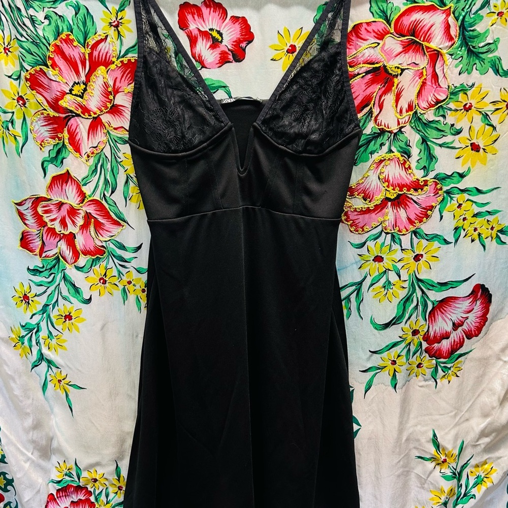 Zara Black Lace Bustier Mini Dress - Stretchy LBD Coquette Goth
